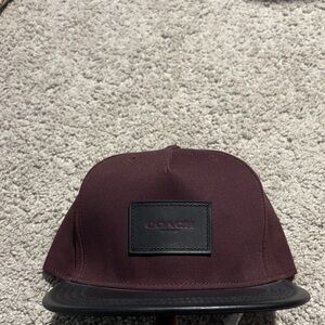 Coach Burgundy and Black Men's Snapback Hat